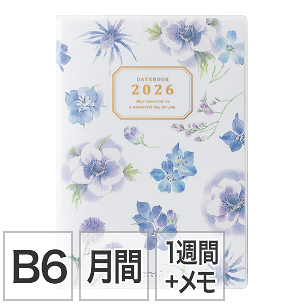 取扱終了★【ポケットダイアリー】B6 マンスリーブロック＆ウィークリーレフト カントリータイム 花柄 手帳 2026年版 22374006