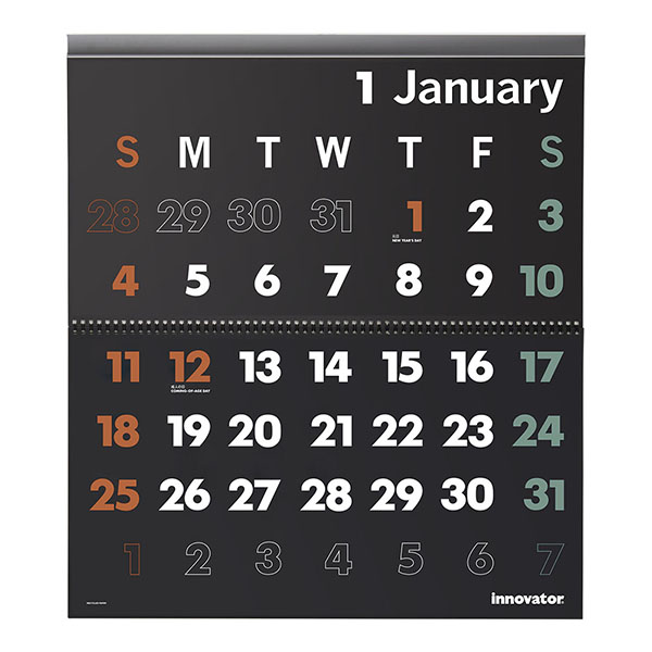 【イノベーター カレンダー】 壁掛 L 黒 2026年版 31397006 ★今なら送料無料★ 