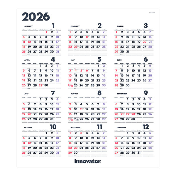 2026年版カレンダー｜【イノベーター カレンダー】 ポスター 2026年版