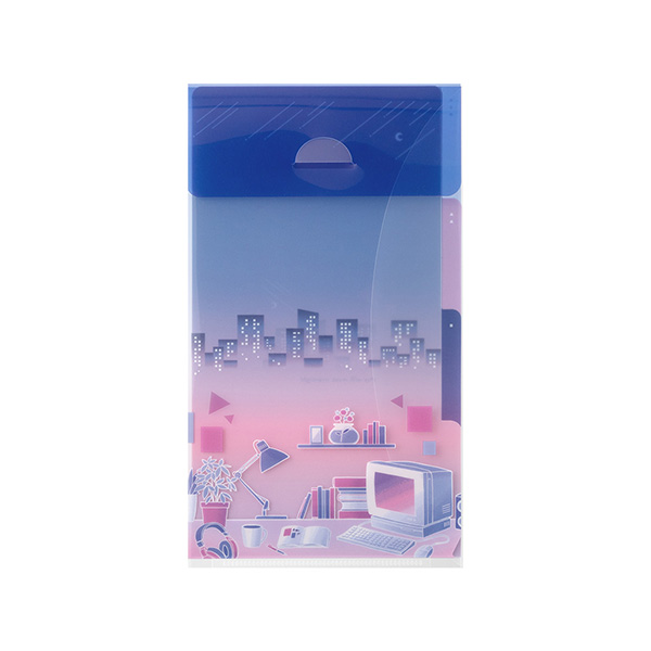 3ポケットクリアホルダー＜A5スリム＞ フラップ付 シティポップ柄(35560006)