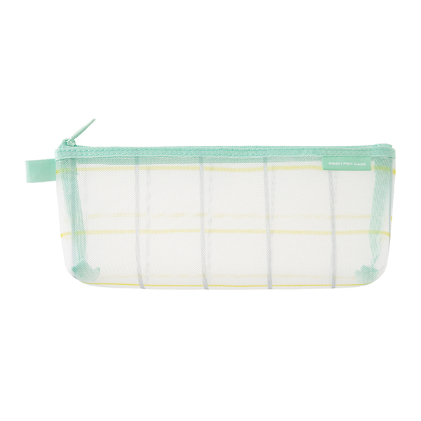 【限定】メッシュペンケース マチ付 チェック柄 緑(41848006)