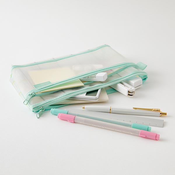 Midori Mesh Pen Pouch - Check Green (Limited Edition)