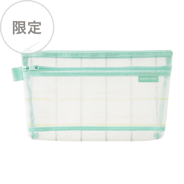 【限定】メッシュペンポーチ チェック柄 緑(41850006)