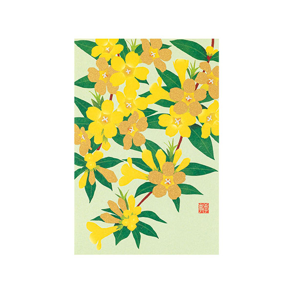 ポストカード ジャスミン柄 黄色(80021006)