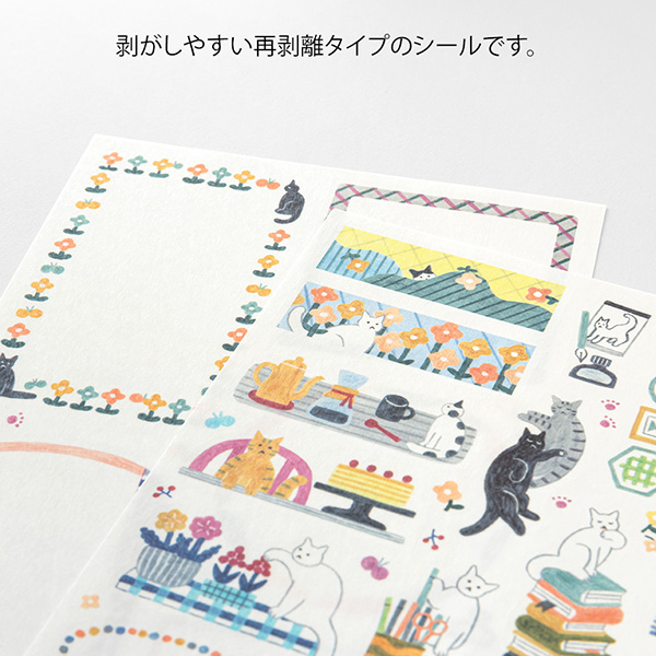 MIDORI Yuru Log Sticker Set - Cat (2 Sheets)