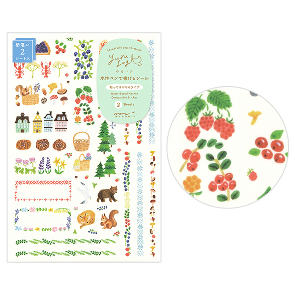 MIDORI Yuru Log Sticker Set - Nordic (2 Sheets)