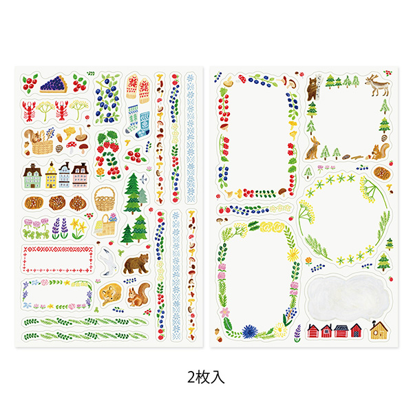 MIDORI Yuru Log Sticker Set - Nordic (2 Sheets)