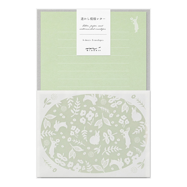 MIDORI Watermark Letter Set - Green Rabbit