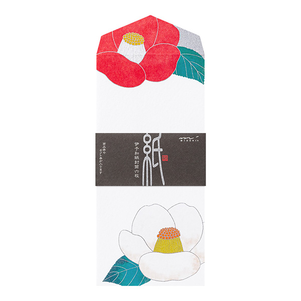 封筒 シルク 紅白つばき柄(87122006)