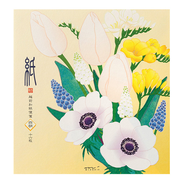便箋 4柄入 春の花柄 白(87157006)