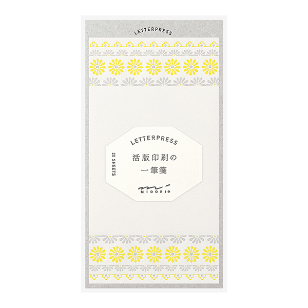 一筆箋 活版 花ライン柄 黄(89482006)