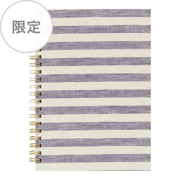 【限定】リングノート＜B6＞ リネン ボーダー グレー(91804191)