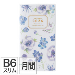 取扱終了★【ポケットダイアリー】B6スリム マンスリーブロック カントリータイム 花柄 手帳 2026年版 22363006