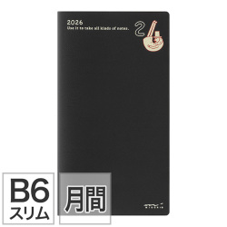 【ポケットダイアリー】B6スリム マンスリーブロック オジサン柄 手帳 2026年版 22365006 ★＋1点で今なら送料無料｜プレゼント付★
