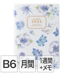 取扱終了★【ポケットダイアリー】B6 マンスリーブロック＆ウィークリーレフト カントリータイム 花柄 手帳 2026年版 22374006