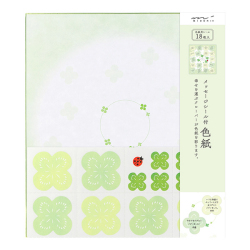 カラー色紙 寄せ書きシール18枚付 クローバー柄 (33155006)