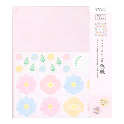 カラー色紙 寄せ書きシール16枚付 花柄(33244006)