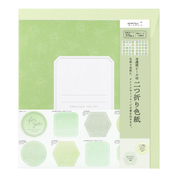 半透明シール付二つ折り色紙  寄せ書きシール39枚・封筒付 緑(33284006)★色紙関連アイテムよりどり4点以上送料無料3/23まで★