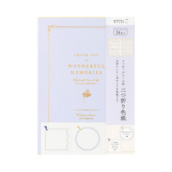 カラー色紙＜B5＞ 寄せ書きシール24枚付 二つ折り 本型 薄紫(33291006)