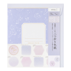 半透明シール付二つ折り色紙  寄せ書きシール39枚・封筒付 紫(33297006)