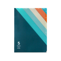 5ポケットクリアホルダー＜A5＞ ストライプ柄 紺(35346006)