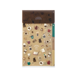 3ポケットクリアホルダー＜A5スリム＞ フラップ付 コーヒー柄(35464006)