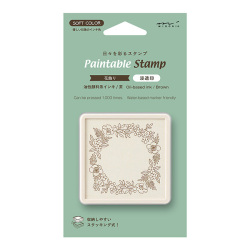 ペインタブルスタンプ 浸透印 ソフトカラー 花飾り柄 茶(35693006)