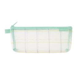 【限定】メッシュペンケース マチ付 チェック柄 緑(41848006)