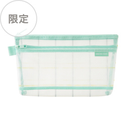 【限定】メッシュペンポーチ チェック柄 緑(41850006)