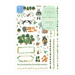 ゆるログ 水性ペンで書けるシール 2枚入 森の動物柄(82672006)