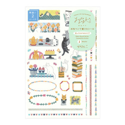 ゆるログ 水性ペンで書けるシール 2枚入 ネコ柄(82673006)
