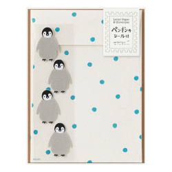 動物シール付 レターセット ペンギン柄A(86946006)