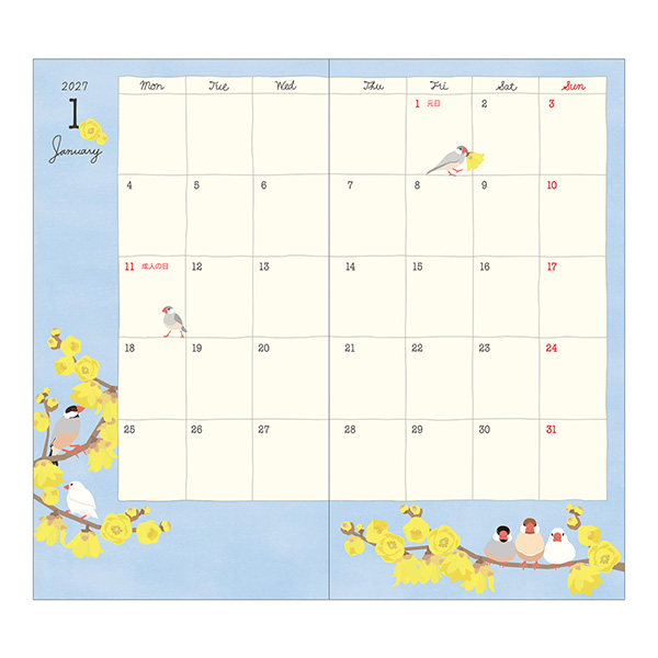 2027年版手帳｜【ポケットダイアリー】 B6スリム マンスリーブロック