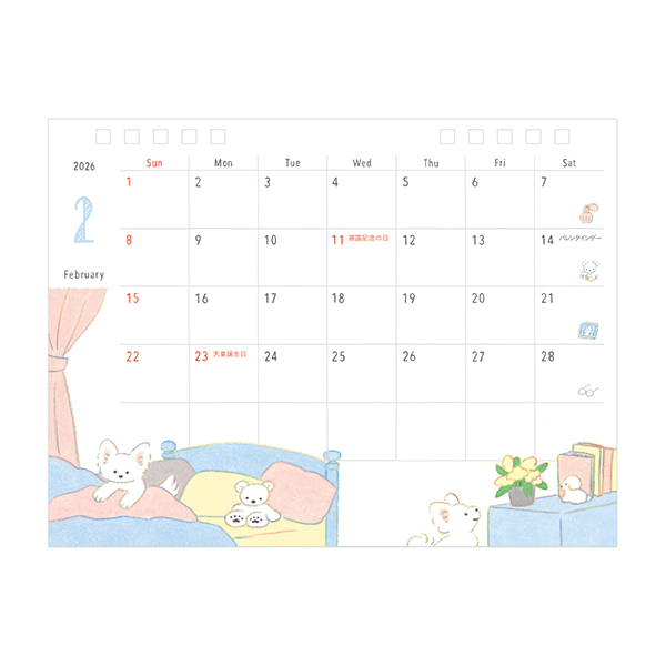 2026年版カレンダー｜【卓上リングカレンダー】 M イヌ柄 2026
