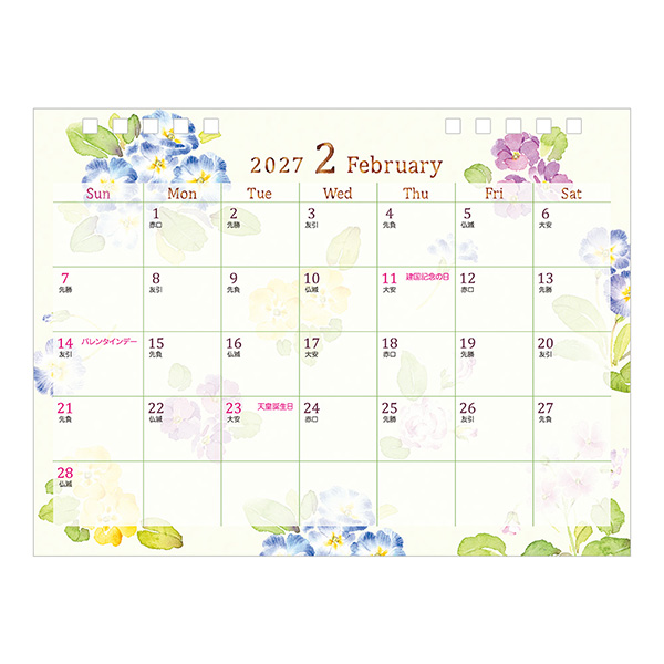 2027年版カレンダー｜【卓上リングカレンダー】 M カントリータイム 花