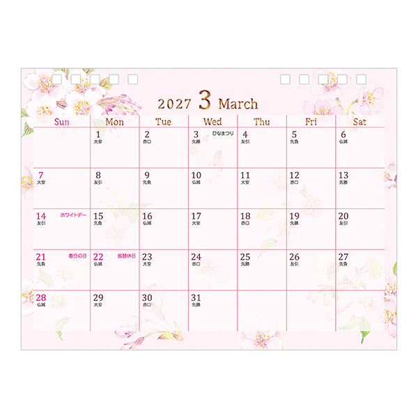 2027年版カレンダー｜【卓上リングカレンダー】 M カントリータイム 花