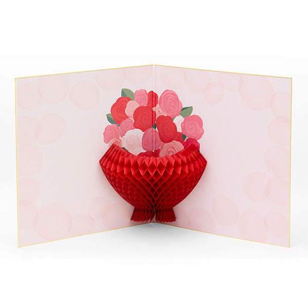 ミドリ カラー色紙 二つ折り ハニカム 花束柄