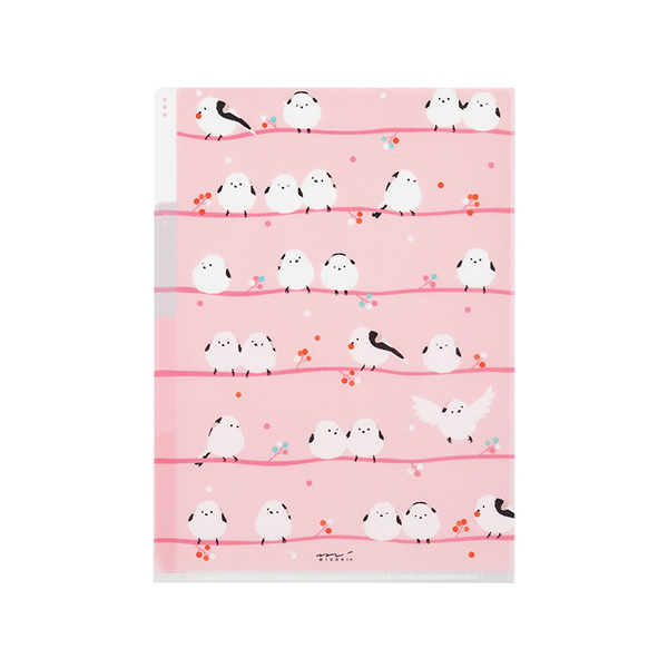 クリアファイル｜3ポケットクリアホルダー＜A5＞ シマエナガ柄