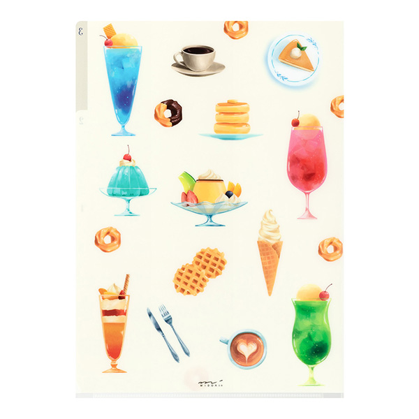 クリアファイル｜3ポケットクリアホルダー＜A4＞ 喫茶店柄(35670006