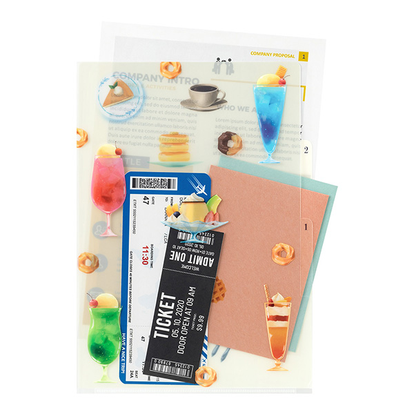 クリアファイル｜3ポケットクリアホルダー＜A4＞ 喫茶店柄(35670006