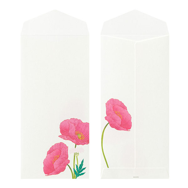 封筒｜紙シリーズ｜封筒 4柄入 ポピー柄(81018006)｜ミドリオンライン