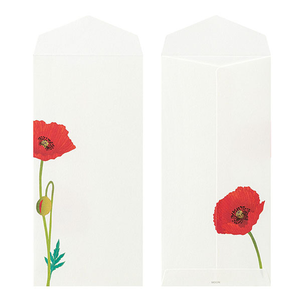 封筒｜紙シリーズ｜封筒 4柄入 ポピー柄(81018006)｜ミドリオンライン