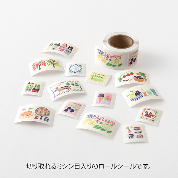 手帳シール｜ゆるログ ロールシール 切手柄(82730006)｜ミドリ