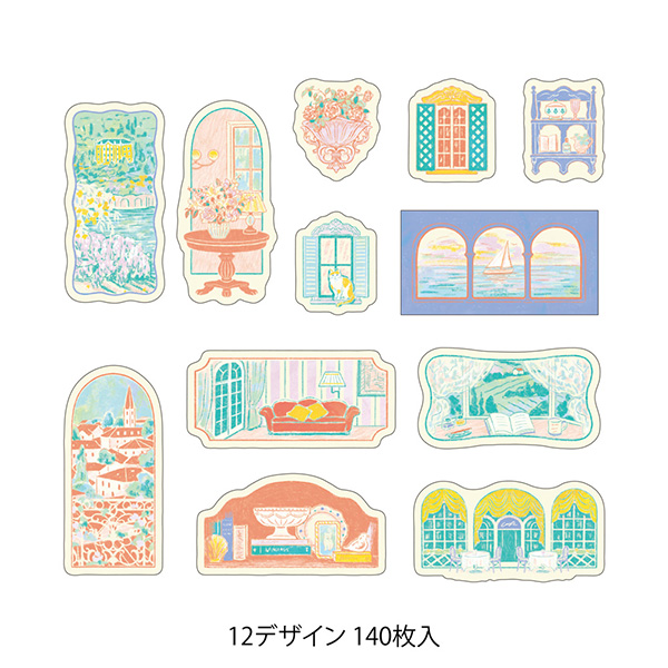 手帳シール｜ゆるログ ロールシール 窓の景色柄(82731006)｜ミドリ