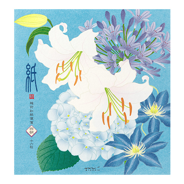 便箋｜紙シリーズ｜便箋 4柄入 夏の花柄 S3(87133006)｜ミドリ
