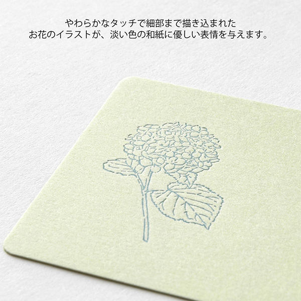 レターセット｜花色和紙 ミニカードセット 緑(88791006)｜ミドリ
