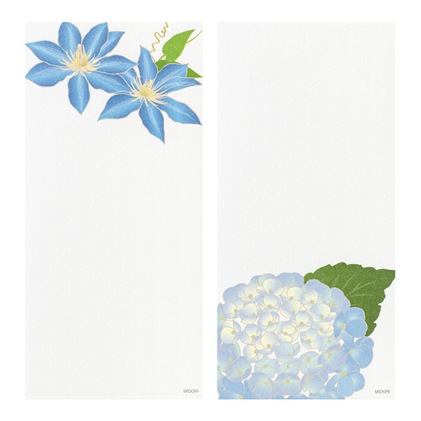 一筆箋｜紙シリーズ｜一筆箋 4柄入 夏の花柄 S5(89603006)｜ミドリ