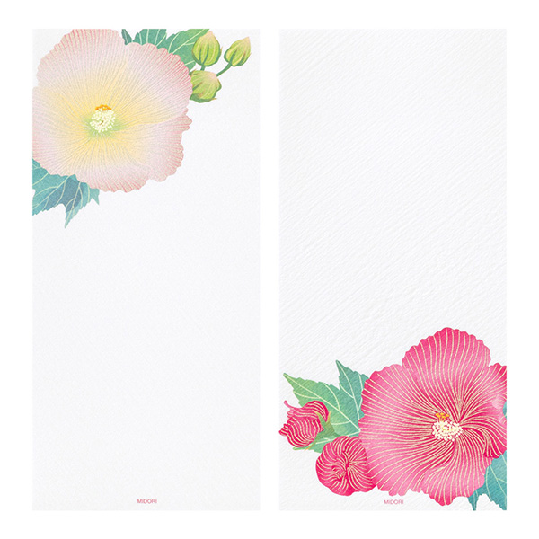 一筆箋｜紙シリーズ｜一筆箋 シルク 酔芙蓉柄(89608006)｜ミドリ