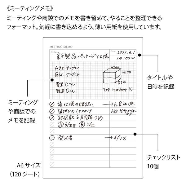 ストア限定 メモパッド A6 ミーティングメモ ミドリオンラインストア