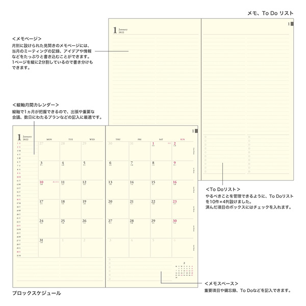 2022年版手帳 ストア限定 Prd スリム 月間ブロック 星柄 ピンク 91803846 ミドリオンラインストア